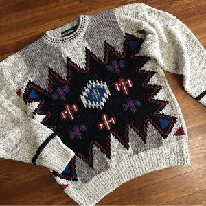 SOLD vintage Men’s L sweater aztec pattern bold print Southwest y2k oversized